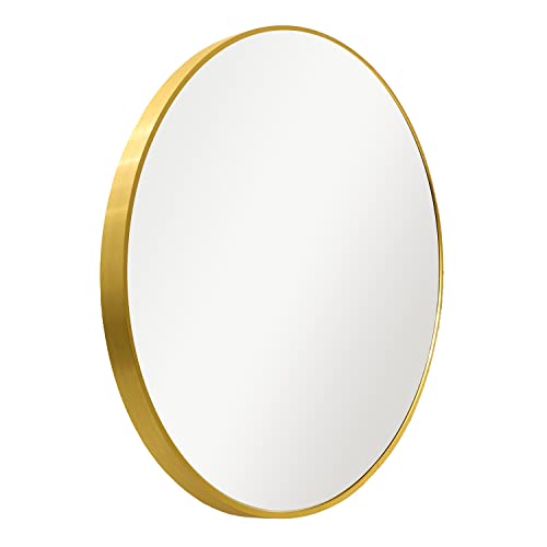 Mirrorize 24 x 34 Gold Oval Mirror for Living Room Wall Decor, Modern Oval Framed Black Bathroom Mirror, Long Oval Mirror for Hallway