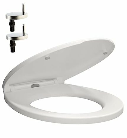 AAN® Heavy Duty Slow Close Oval Toilet Seat Anti Bacterial Durable Soft Close Cover Quick Release for Easy Cleaning Easy Dual Fixing (Top & Botto