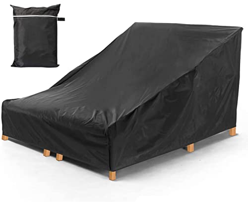 COOSOO Double Chaise Lounge Cover Waterproof 82Inch 2-Person Wide Patio Chair Cover Rattan Daybed Sofa Recliner Furniture Protective Dust Cover W