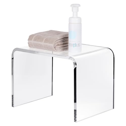 MYOYAY Clear Acrylic Shower Stool Acrylic Shower Bench Waterproof Transparent Chair for Bathroom Kitchen Bedroom Backless See Not-slip Shower Sto