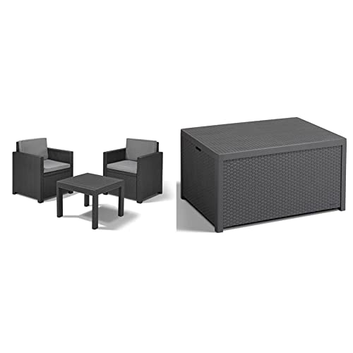 Keter Victoria Balcony Set & Allibert Arica Outdoor Storage Box - Graphite