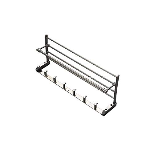 N/A Multifunctional Towel Rack- Bathroom Bath Towel Rack with Double Towel Bar Wall Mount Shelf Rustproof Stainless Steel Brushed Finish