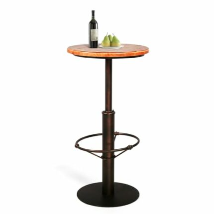 Topower Industrial Pub Table 19.7" Round Solid Pine Wood Top 42.2“Height Bar Table