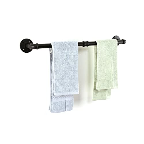 LINKPIPES Pipe Towel Bar Wall Mounted Industrial Towel Rack Holder Rustic Heavy Duty Bathroom Hardware(24 inch,Black Gray)