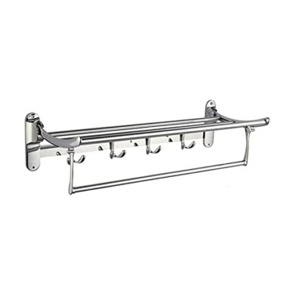 HIGOH Towel Rack Bathroom Stainless Steel Bath Towel Rod with Hook,Wall Mounted Swing Towel Bar - Bathroom Kitchen Swivel Towel Rack Hanger Holde
