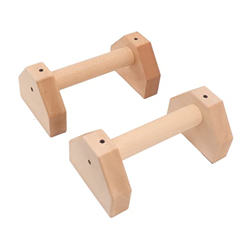 Asixxsix Push Up Bars, 2 Pcs Wooden Fitness Parallettes Bars Handle Stands Grip Handstand Trainer Push Up Handles with Non Slip Rubber Feet for F
