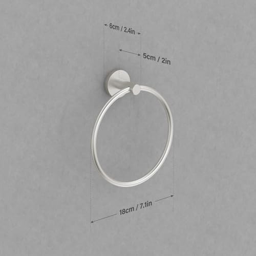 Rocollos Bathroom Ring Towel Holder, Modern Bath Hand Towel Ring, Kitchen Hangers Wall Brushed Nickel Heavy Stainless Steel Ring Towel Holder
