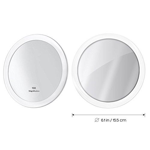 Frcolor Make Up Mirror - 10x Magnifying 5.9 inch Round Vanity Cosmetic Mirror with 3 Suction Cups for Cosmetic Makeup (White)