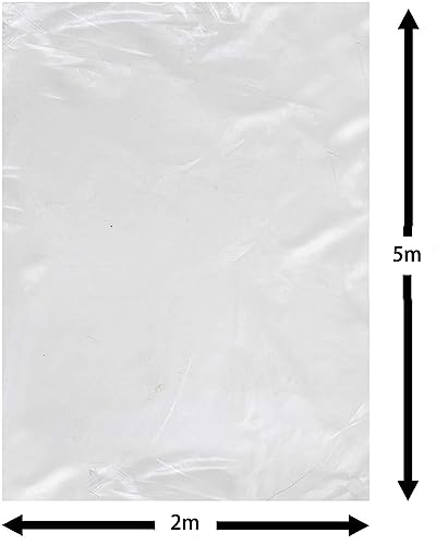 dropee Greenhouse Plastic Sheeting - 2 x 5m Polytunnel Heavy Duty Sheeting 250Mu/1000g, Plastic Sheeting Clear Polytunnel Cover UV Resistant Furn