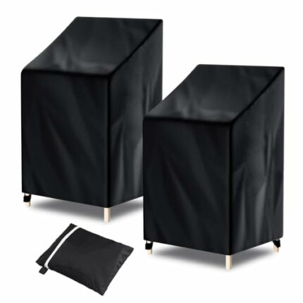 Donken Stacking Chair Cover Garden Chair Covers Outdoor Patio Chair Cover Waterproof Tear Resistant Oxford 120X70X75/85cm (1 Pack)