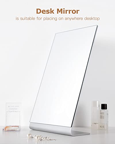 NEZZOE Modern Makeup Mirror, 12" Length Aluminum Desk Mirror, Vanity Mirror for Counter, Bedroom, Bathroom, Dorm