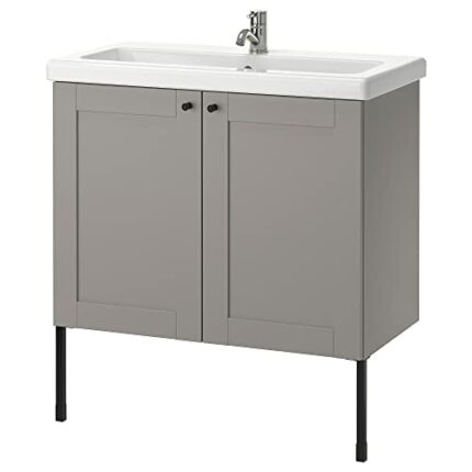 Ikea TVÄLLEN/ENHET wash-basin cabinet with 2 doors, 84x43x87 cm, grey frame/grey Pilkån tap