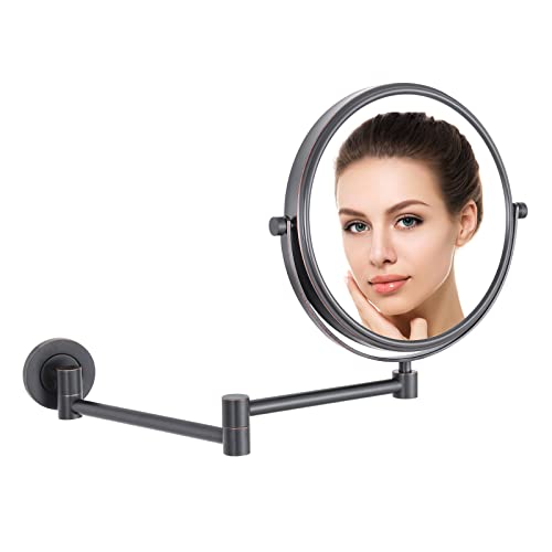 DOWRY Bathroom Extendable Mirror - 10x Wall Mounted Magnifying Mirror - Black Wall Mounted Makeup Mirror - Shaving Mirror Wall Mounted - 360 ° Ro
