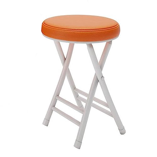 Folding Stool Metal Padded, Space Saving High Round Stool, Stackable Dining Chair Simple Portable Small Bench, For Breakfast, Office Stool, Foldi