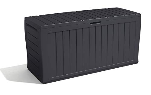 Keter Brightwood 454L Outdoor Garden Storage Box Garden Furniture - Brown & Marvel+ 270L Outdoor Garden Storage Box Garden Furniture - Graphite G