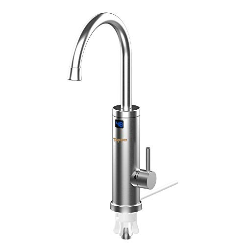 Electric Water Taps,TopSer Pro 220V Tankless Electric Heater Kitchen Taps,360 Degree Rotate Cold and Hot Water Tap with Lcd Display for Kitchen,B