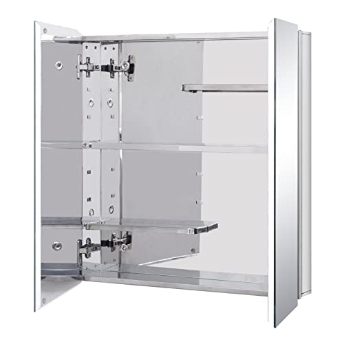 Fundin Bathroom Wall Cabinet With Half Cut Shelves, 60 x 65 Stainless Steel Storage Cabinet, Bathroom Mirror Cabinet