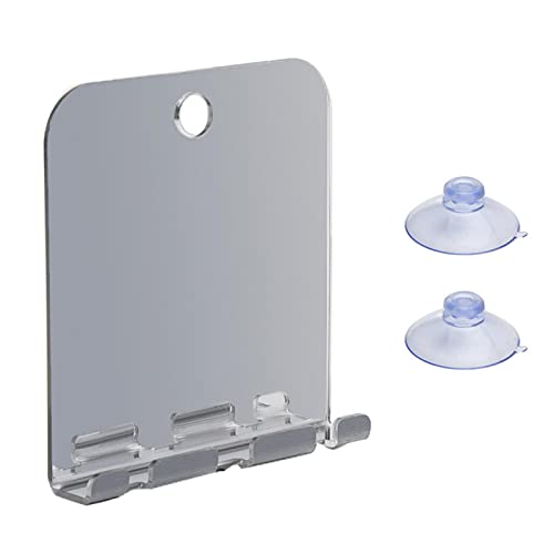 Fiacvrs Shower Mirror Shatterproof Small and Simple Acrylic Mirror with Suctioncup, Best Bathroom Anti-fog Wall-mounted Home Mirror with Razor To