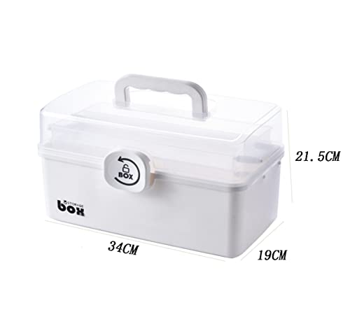 LIKEUDO 34 x 19 x 21.5 cm White 3 Layer First Aid Medicine Storage Box Family Medicine Organizer Emergency Medicine Organizer