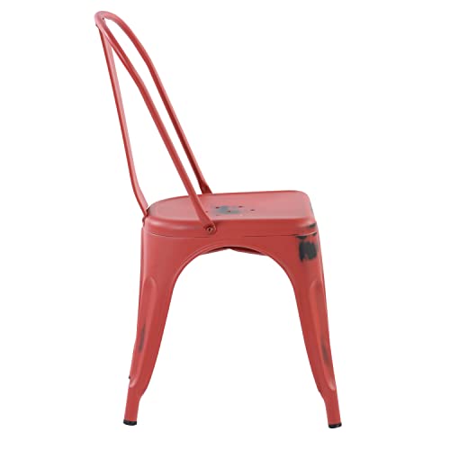 FurnitureR Dining Chair, Metal Rubber, Red