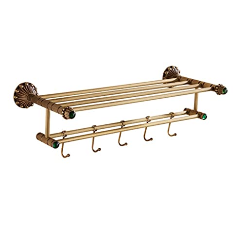 HIGOH Towel Racks,Bathroom Towel Rack Wall Mounted Towel Holder,All-Copper European Antique Bath Towel Rack,Bathroom Rack,Retro Bathroom Wall-Mou