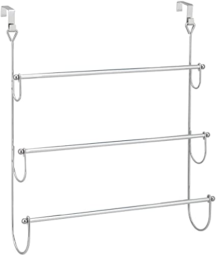 FunkyBuys® Branded Chrome Overdoor Towel Holder 3 Tier (SI-HH1003) Bars Rack Storage Bathroom Home