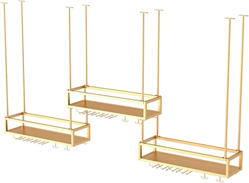 EMISOO Wine Rack Wall Mounted - 3 Packs Wine Glass Holder, Ceiling Hanging Wine Bottle Holder, Simple Style Ceiling Decoration Shelf for Bars, Re