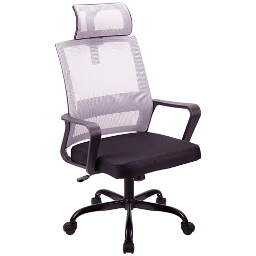 T-THREE. Adjustable headrest Office Chair Ergonomic Mesh Swivel Chair Office chair Desk Chair Lumbar Support Height Adjustable 360°Swivel Rocking