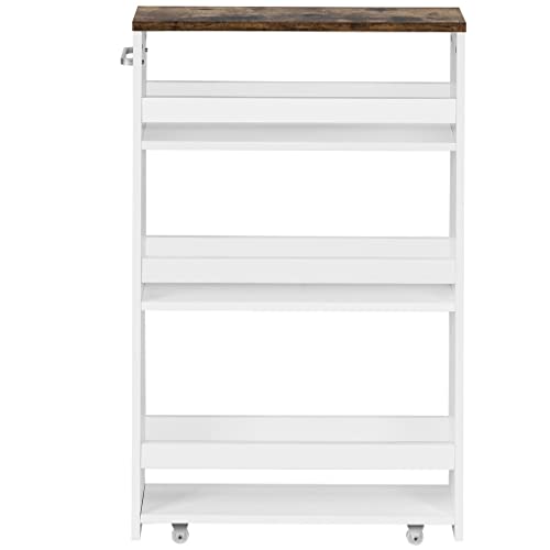 DINGZZ 4-layer Rolling -thin Practical Storage Cart Tower Kitchen Storage Box Handle White Storage Cart
