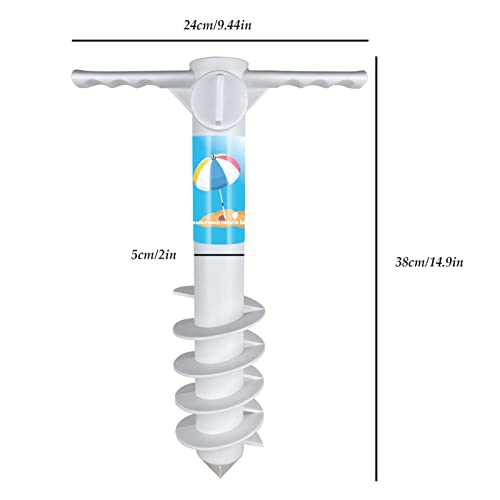 Mikytoper Beach Parasol Base, Spiral Sand Anchor for Parasols, Beach Parasol Stand Screw Anchor with Handle for Beach/Sand/Grass/Land, for 25-37