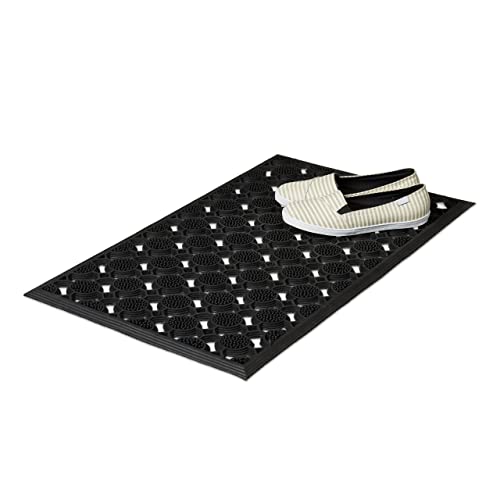 Relaxdays Rubber Doormat 0.5 x 75 x 45 cm Anti-Slip Welcome Mat Outdoor Waterproof Floor Mat, Black