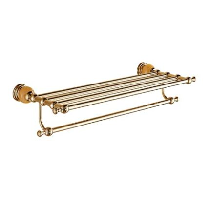 HIGOH Towel Racks, Bathroom Towel Rack Wall Mounted Towel Holder,Perforated Towel Rack,Bathroom Bathroom Rack,Coppernium-Plated Rack Hanging Towe