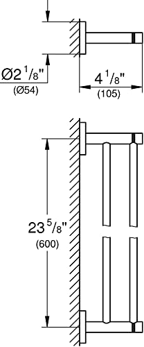 Grohe Essentials Hard Graphite Double Towel Rail 600mm