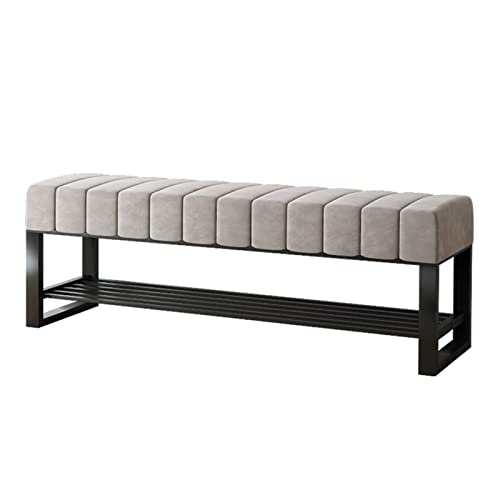 Sturdy Multifunctional Foot Rest Stool Living Room Hallway Bench,Velvet Soft Foot Stool with Padded Seat,Upholstered Entryway Storage Bench-Orang