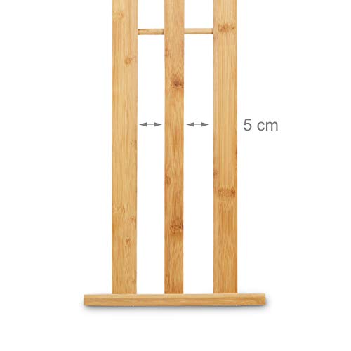 Relaxdays Bamboo Stand Size: Approx 82 x 54 x 24 cm Ascending Holder w/ 3 Rails as Elegant Bathroom Accessory Freestanding Rack for Bath and Hand