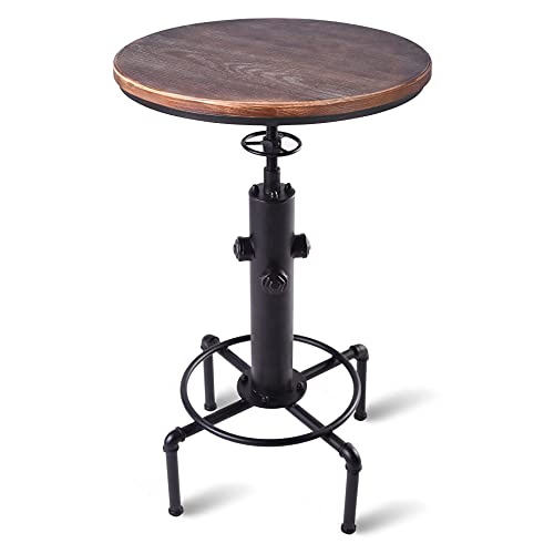 FUBIRUO Industrial Tall Bistro Table 32.3-36.2",Adjustable Swivel Pub Table, Kitchen Dining Coffee Bistro Table Metal Hydrant Stylish Design Tabl