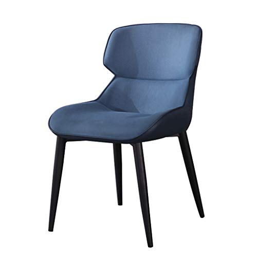 Modern Kitchen Dining Room Chairs Front Cloth Back Leather Dining Chair With Black Metal Legs Backrest Chair Kitchen Living Room Lounge Counter C