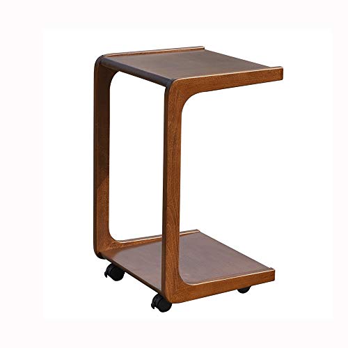 maozi Fashion Leisure Solid Wood Sofa Side Table with Wheels Bedside Table, Living Room Furniture Snack Table Bedroom Bedside Table