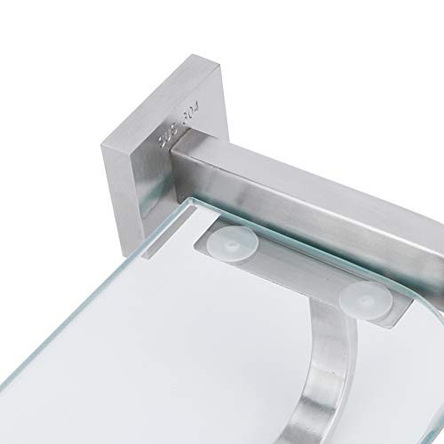 FVRTFT Bathroom Shelf Bathroom Shelves, Wall-Mounted Bathroom Glass Shelf Stainless Steel Storage Rack Tempered Glass Towel Bar Rail Bathroom Org