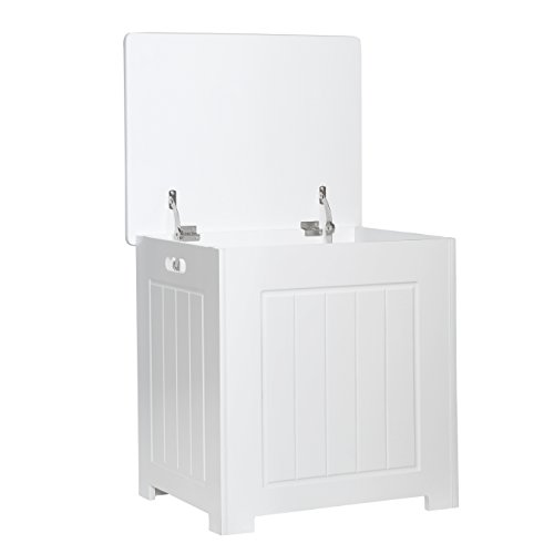 Premier Housewares Storage Chest with Hinged Top Lid, 51 x 51 x 40 cm - White