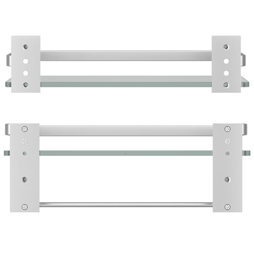 Danpoo Bathroom Shelves Wall Mounted, Tempered Glass Bathroom Shelf with Towel Bar(2 Tier, Matte Silver)
