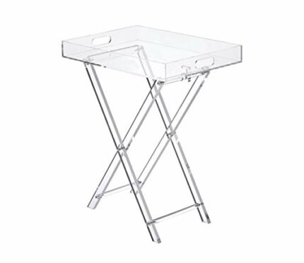 LIKENOW Furniture Acrylic Folding Tray Table, Side End Table,Clear,Modern,19x13 inch,23 inch High