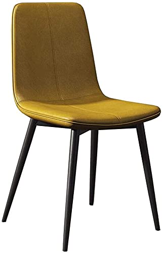 Kitchen Dining Chairs Metal Legs Backrest Chairs PU Cushion Reception Chair Leisure Coffee Chair (Color : Yellow, Size : Black legs)