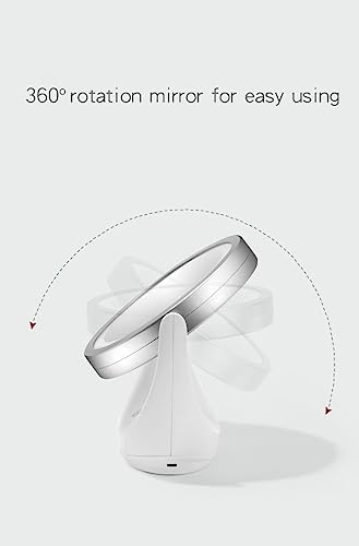 OTCPP Lighted Magnifying Mirror,4.5" Rechargeable Double Sided Lighted Makeup Mirror with 3 Colors, 1x/5x 360°Rotation Touchscreen Cosmetic Mirro