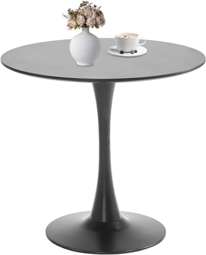 TUOMUR White Round Dining Table, 31.5" Tulip Table Kitchen Round Dining Table for 2-4 People with MDF Table Top and Metal Pedestal Base, Mid-Cent