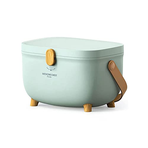 Les-Theresa Medicine Storage Box, Plastic Oval First Aid Box, Double Layers Multi Grid Large Capacity Medical Organizer, Emergency Bins for Home,