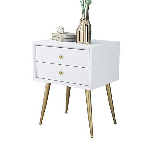 JYDQM Nordic Solid Wood Bedside Table with Double Drawer Design Bedside Table, Coffee Table Bedroom Mini Bedside Table, White