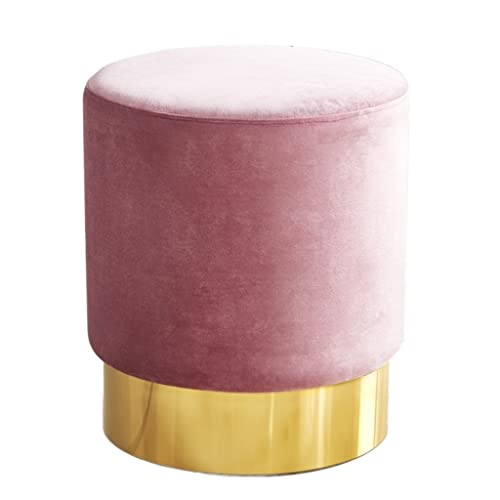 LUKEO Small round stool, household low stool, fabric sofa stool, stainless steel small pier (Color : D, Size : Talla �nica)