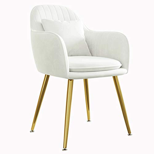 Modern Kitchen Dining Room Chairs Velvet Dining Chair Metal Legs Living Room Chairs With Armrests Backrest Kitchen Dining Chairs (Color : White,