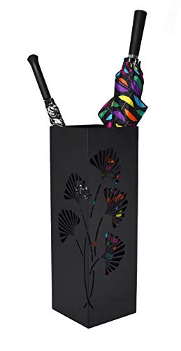 Mango Steam Black Tall 21.75" Ginkgo Leaf Umbrella / Cane / Walking Stick / Wrapping Paper Holder, Stand, Rack Organizer